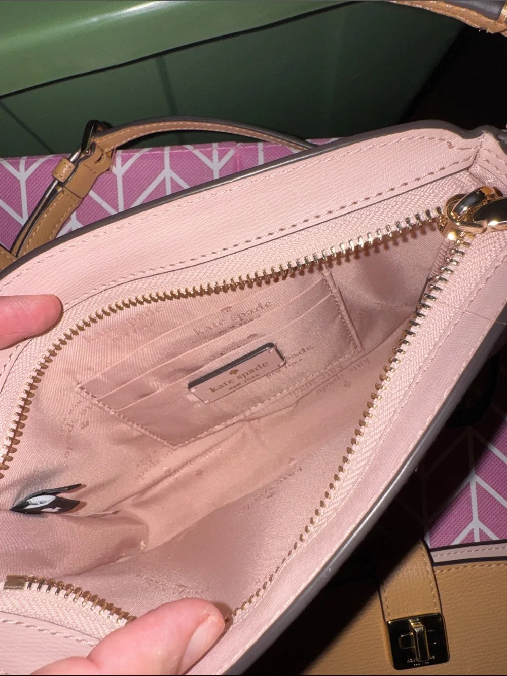 kate spade Peach Leather Crossbody with Gold Hardware